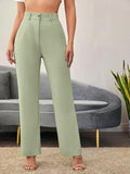 Elegant Pista & Black Lycra Solid Trousers Combo For Women